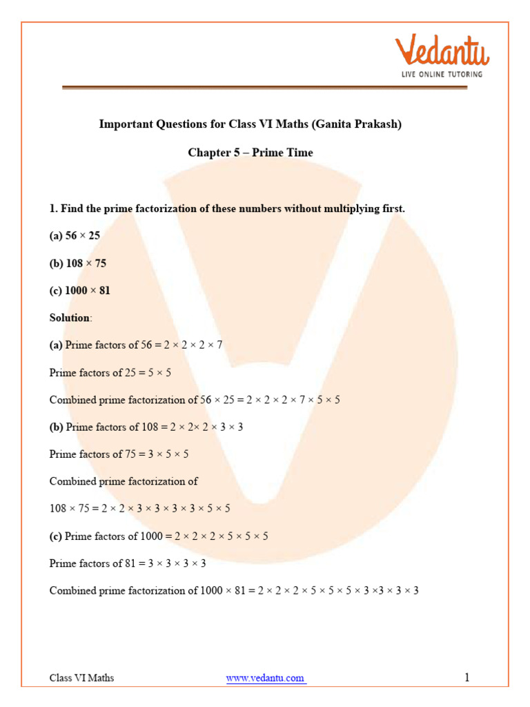 Class 6 Prime Factorization Worksheet | PDF | Numbers | Chess Theory