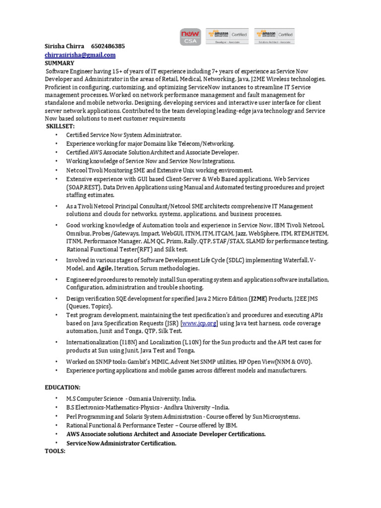 Sirisha Chirra Resume | PDF | Software Development Process | Java ...
