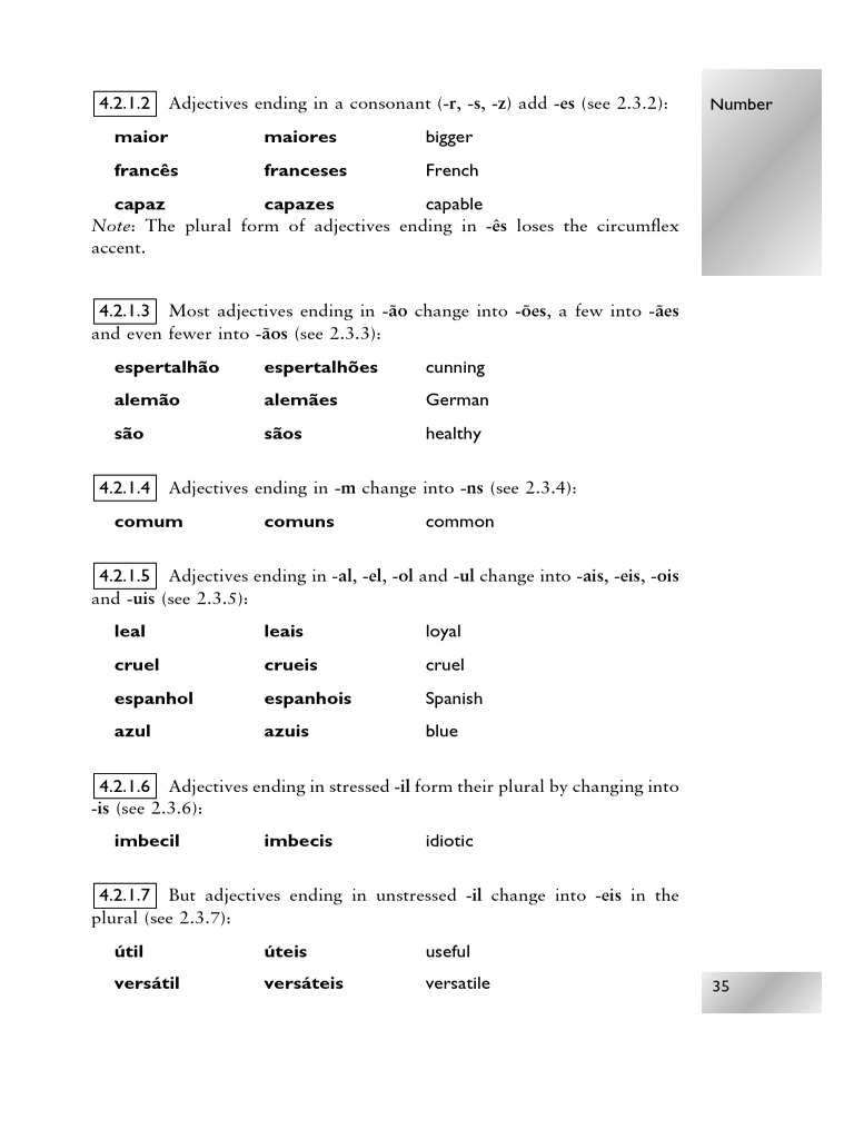 Plural Forms of Portuguese Adjectives | PDF | Linguistics | Languages ...