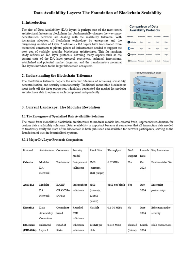Celestia: Pioneering Data Availability Layers | PDF | Scalability ...