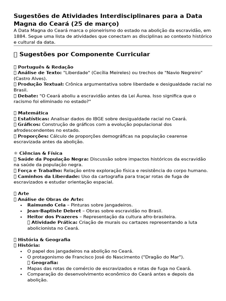 Atividades Interdisciplinares Data Magna CE | PDF | Mar | Geografia
