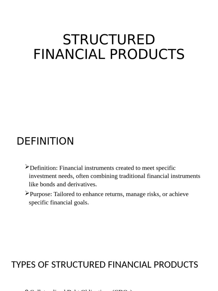 Overview of Structured Financial Products | PDF | Asset Backed Security ...
