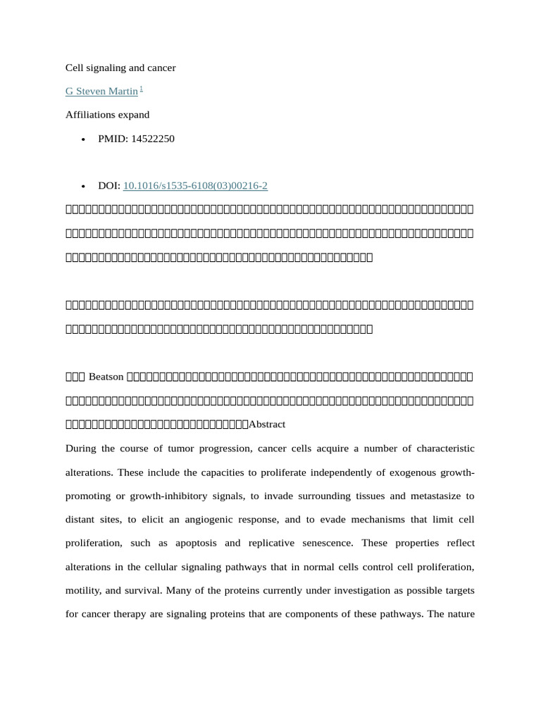 Cancer Cell Signaling Pathways | PDF