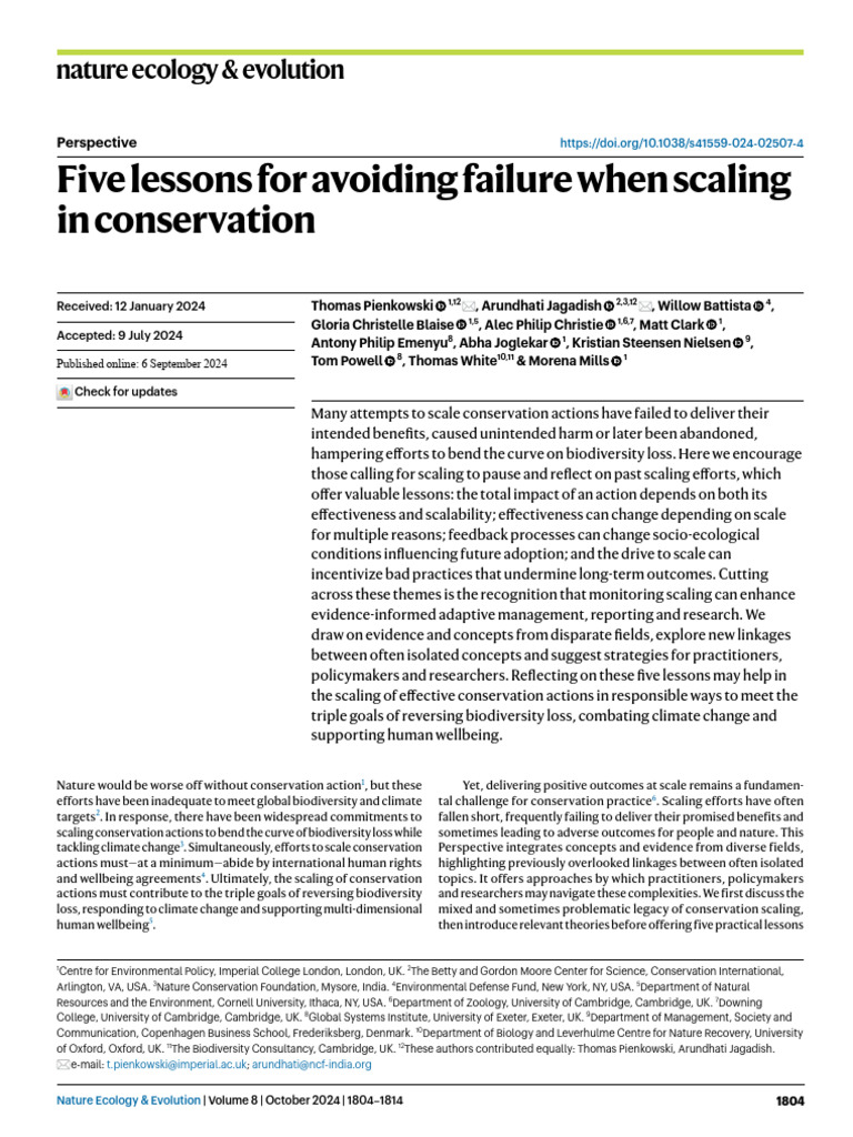 Five Lessons for Effective Conservation Scaling | PDF | Conservation ...