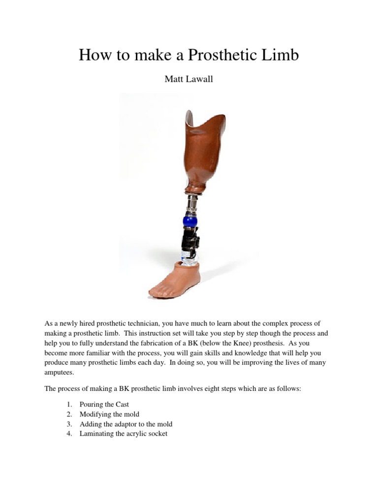 Making a Below-Knee Prosthetic Limb | PDF | Prosthesis | Plaster