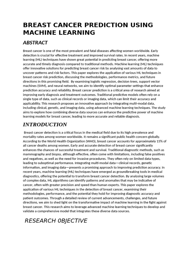 Machine Learning for Breast Cancer Prediction | PDF | Machine Learning ...