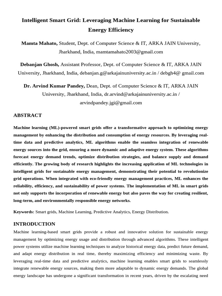 Machine Learning in Smart Grids for Sustainability | PDF | Smart Grid ...