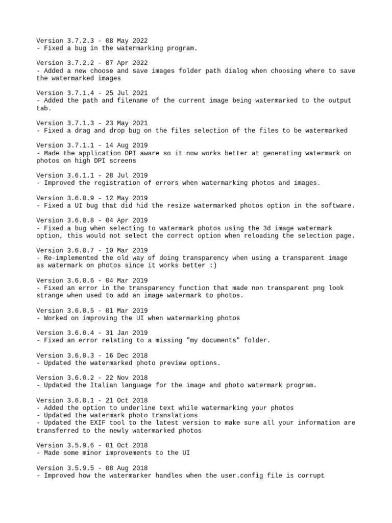 Watermarking Software Update Log | PDF | Computer File | Software Bug