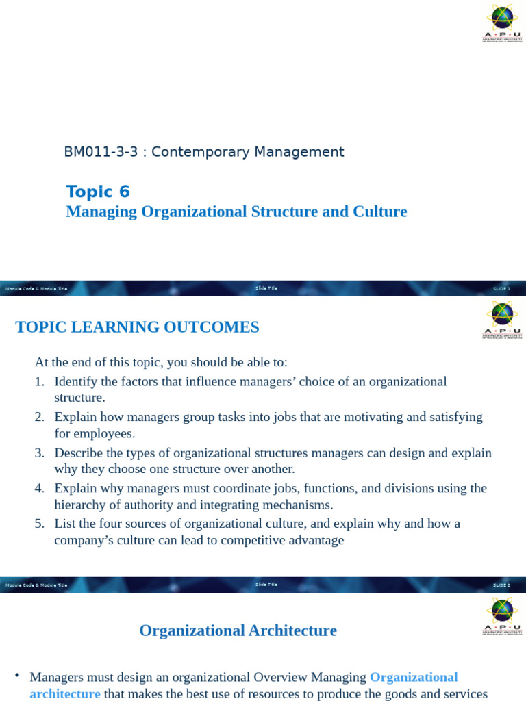 Designing Organizational Structure and Culture | PDF | Organizational ...