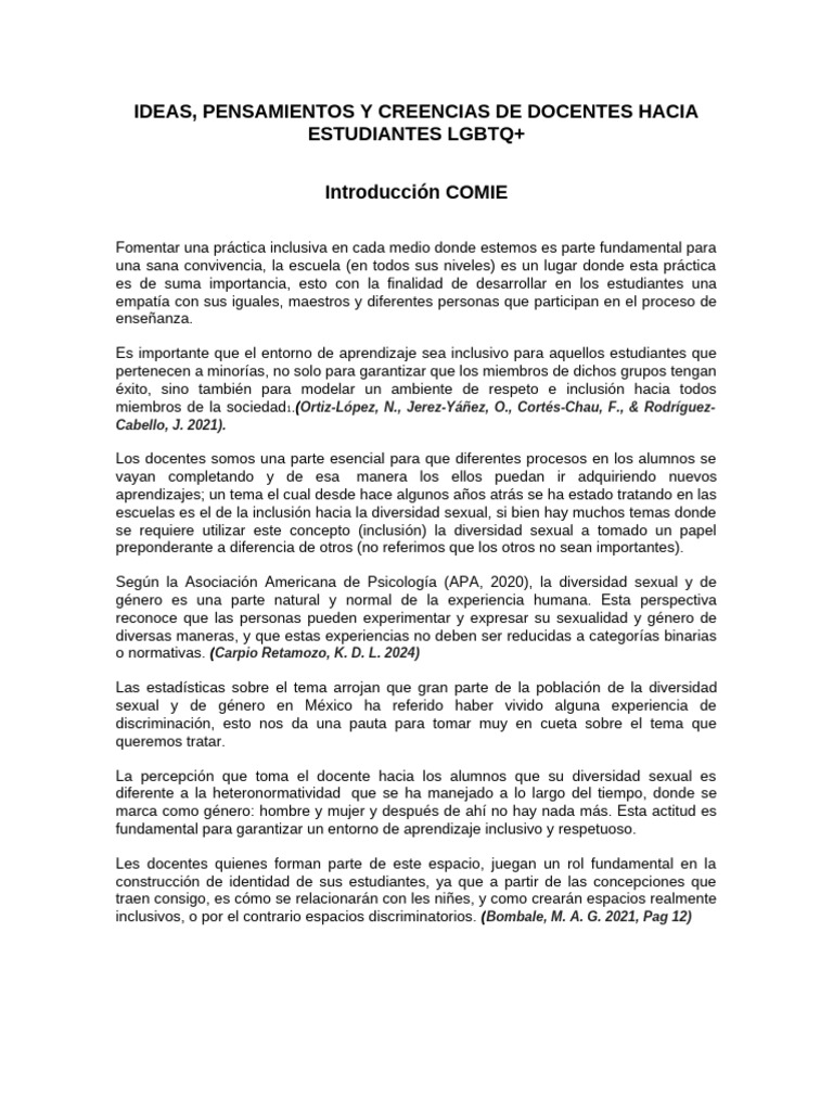 Introducción COMIE | PDF | Actitud (psicología) | Inclusión (Educación)