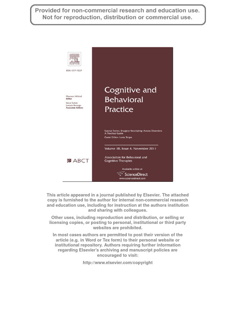 Imagery Rescripting for PD Treatment | PDF | Psychotherapy | Classical ...