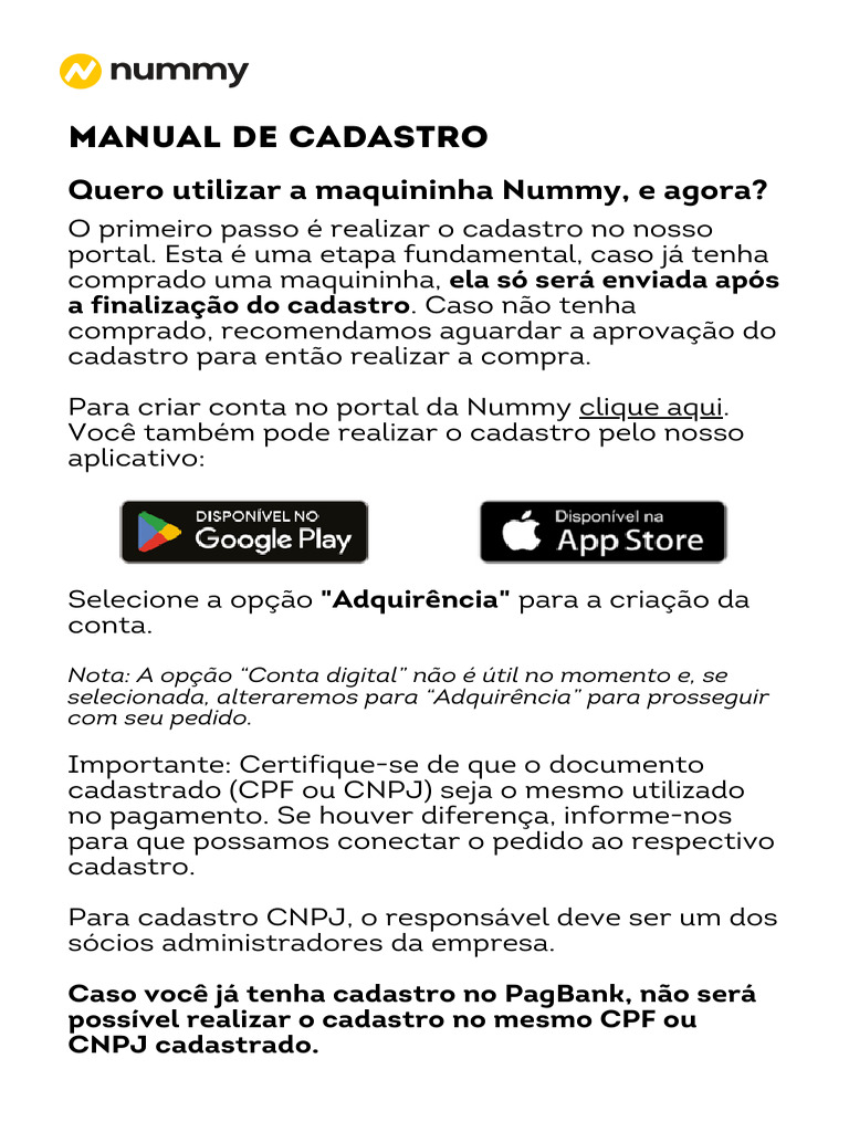 Cadastro e Envio da Maquininha Nummy | PDF | Aplicativo para celular ...