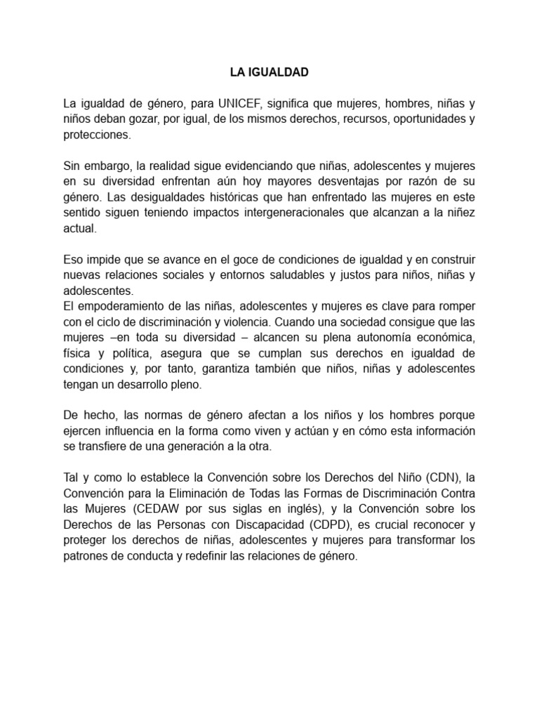 Igualdad de género y derechos infantiles | PDF