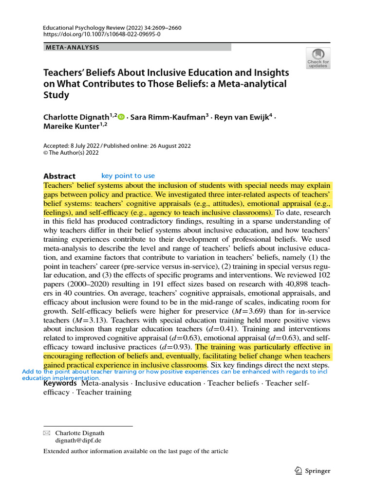 s10648-022-09695-0 | PDF | Inclusion (Education) | Self Efficacy