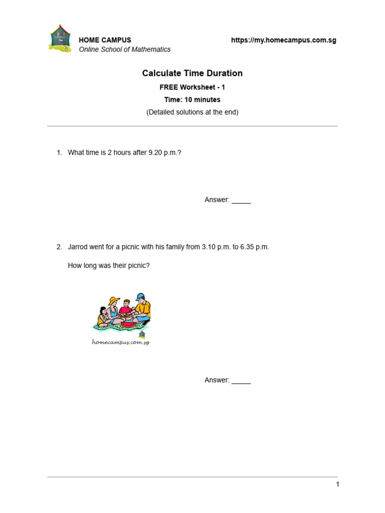 Time Duration Calculation Worksheet | PDF | Chess Theory | Chess