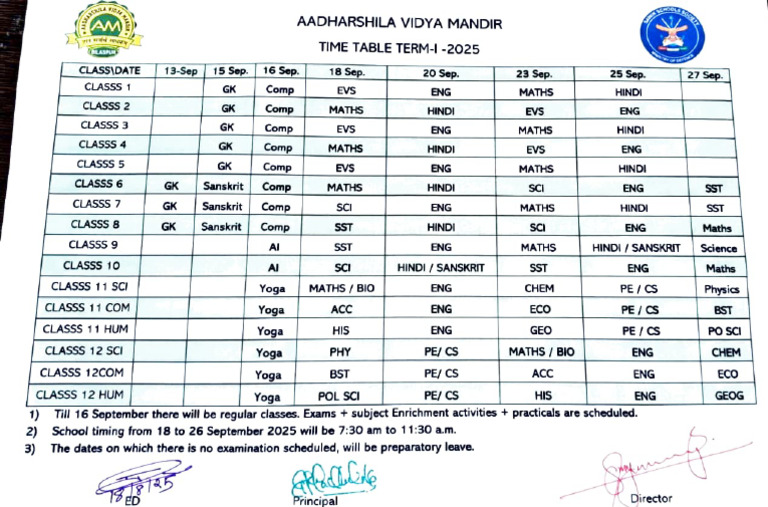 Term-I 2025 Exam Timetable | PDF | Sociolinguistics | Languages Of India