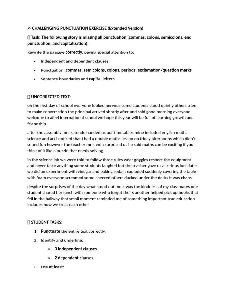 Challenging Punctuation Exercise | PDF