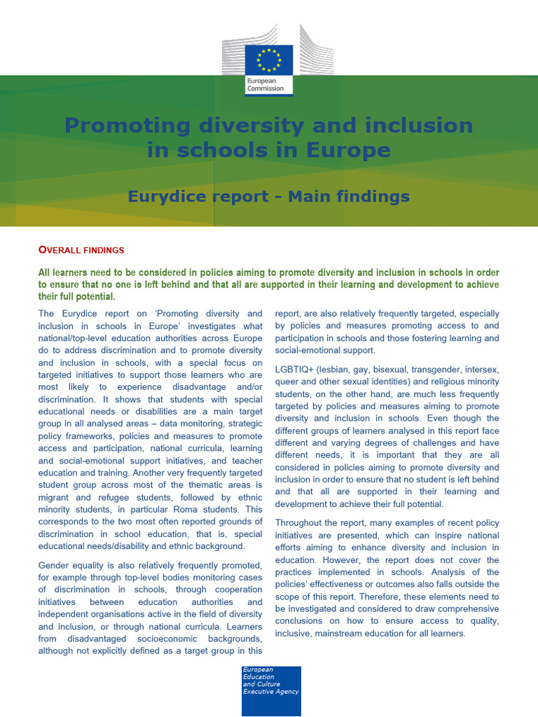 Promoting Diversity and Inclusion in Schools in Europe-EC0223149ENN ...