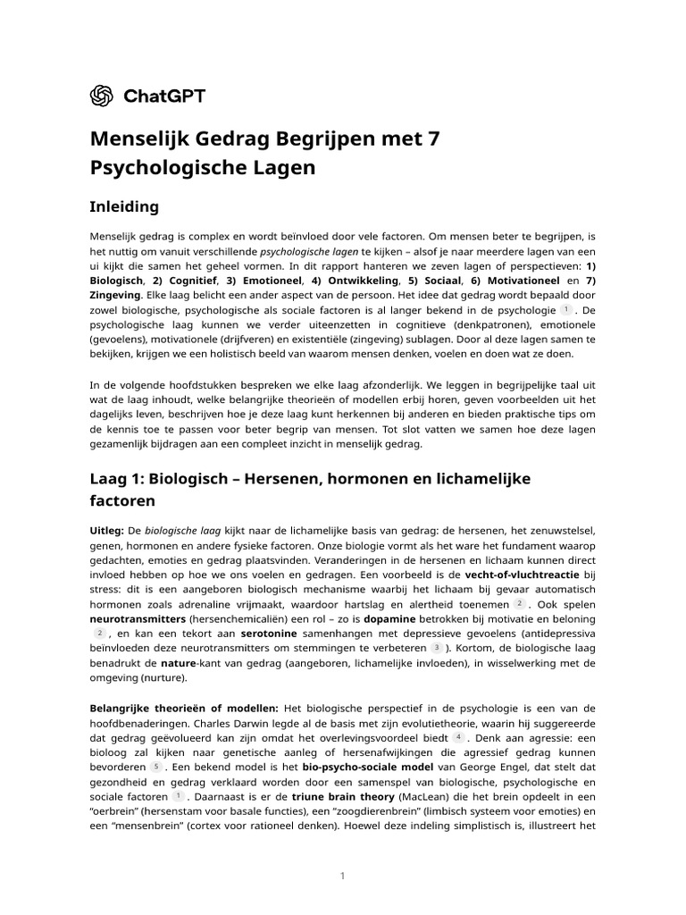 Menselijk Gedrag Begrijpen Met 7 Psychologische Lagen | PDF