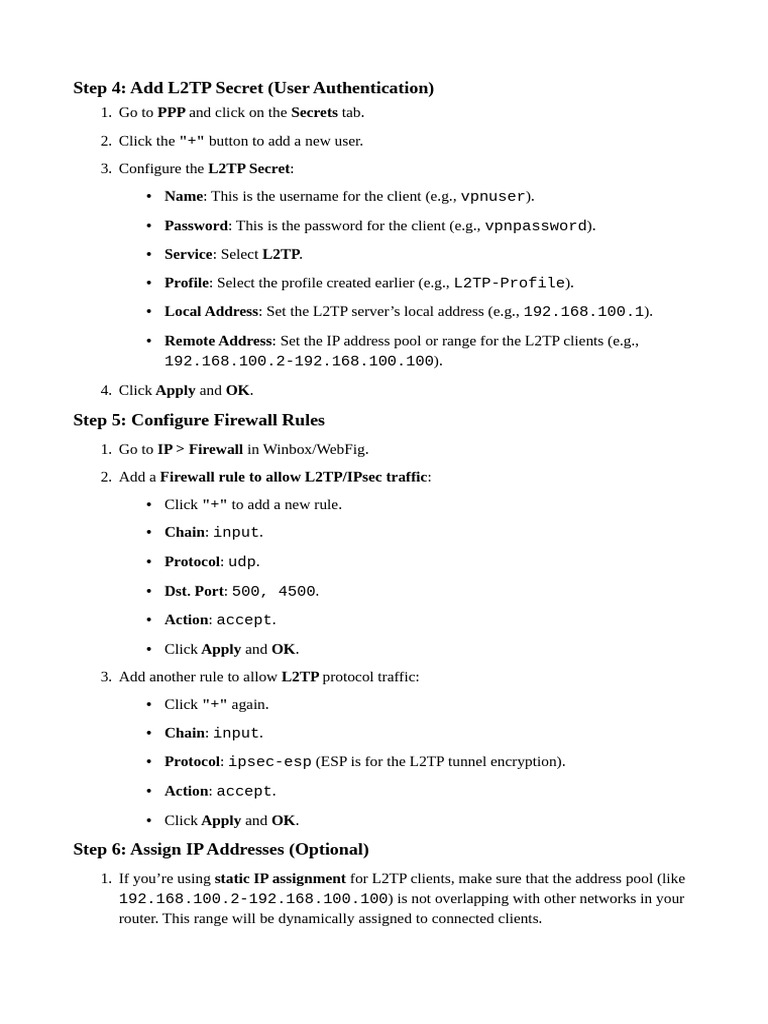 Image showcasing MikroTik L2TP Configuration Guide | PDF | Network Architecture ...
