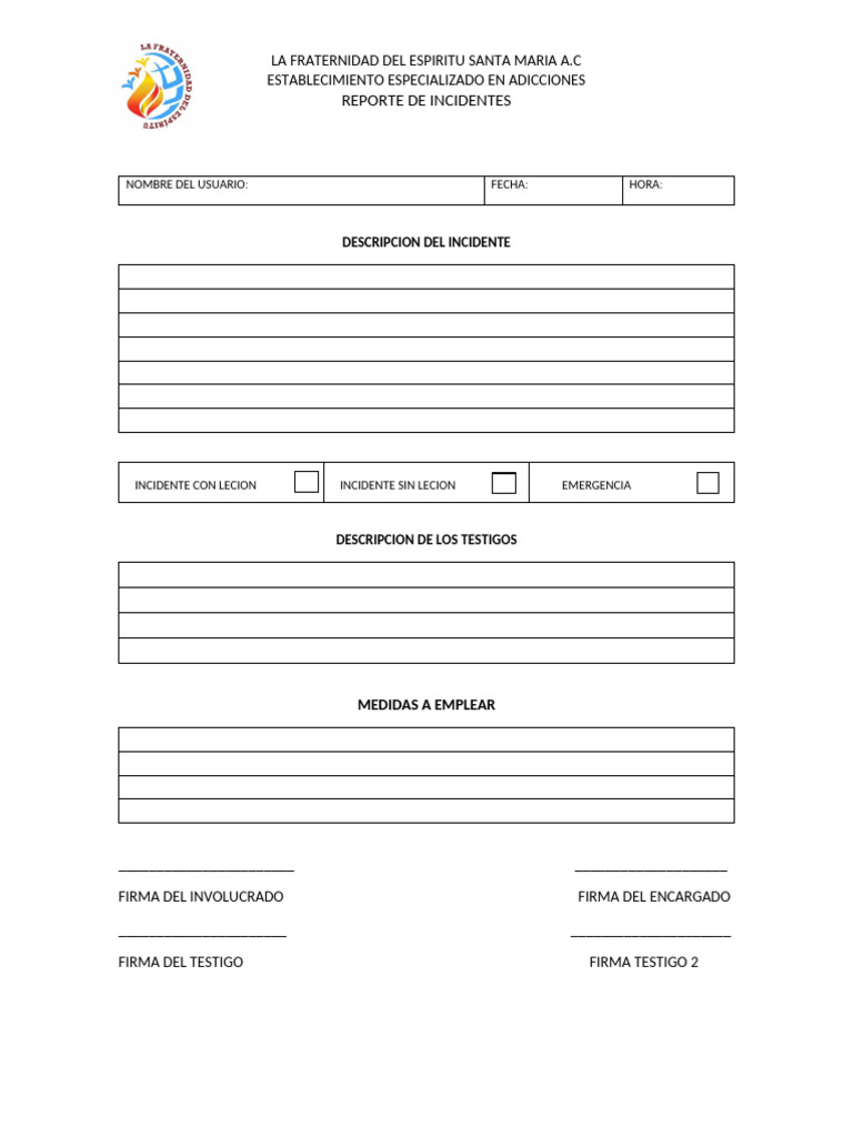 Reporte de Incidentes en Adicciones | PDF