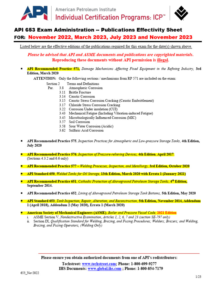 API 653 Exam Publication Requirements | PDF | Corrosion | Welding