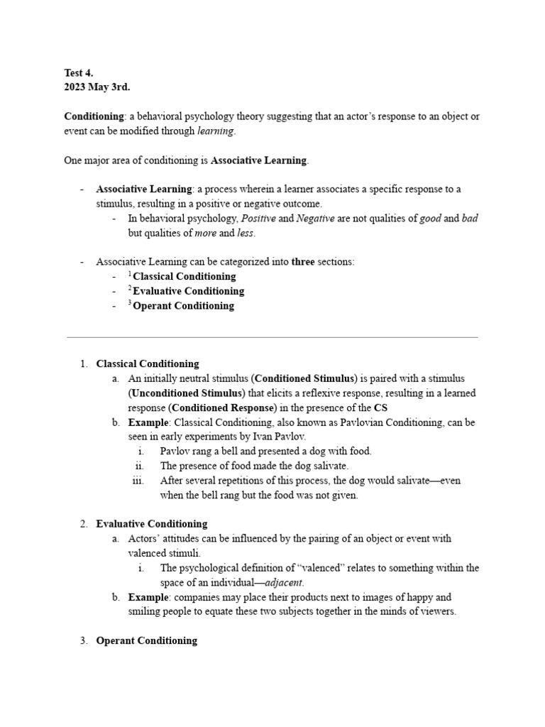 Understanding Conditioning in Psychology | PDF | Classical Conditioning ...