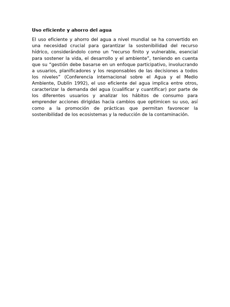 Ahorro y uso eficiente del agua | PDF