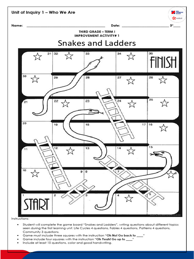 Third Grade Inquiry Activity: Snakes and Ladders | PDF