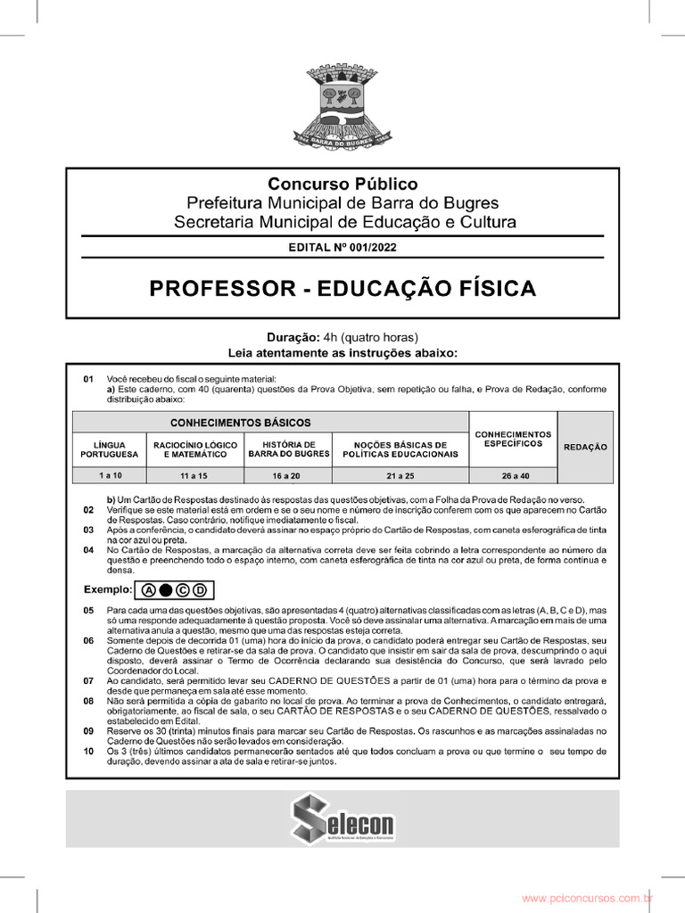 Edital Concurso Professor Educação Física | PDF | Educação Especial ...