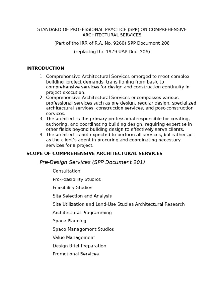Comprehensive Architectural Services SPP | PDF | Construction ...
