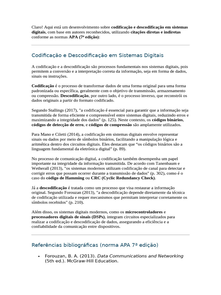 Codificação e Descodificação em Sistemas Digitais | PDF | Armazenamento ...