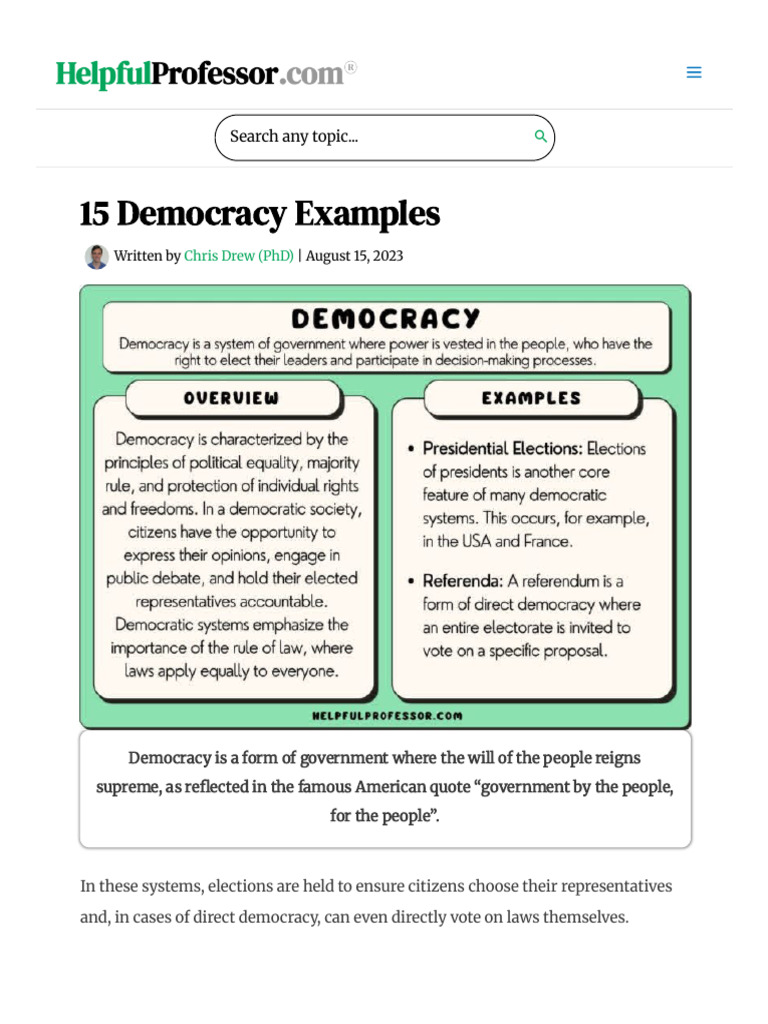 15 Democracy Examples (2025) | PDF | Constitutional Amendment ...