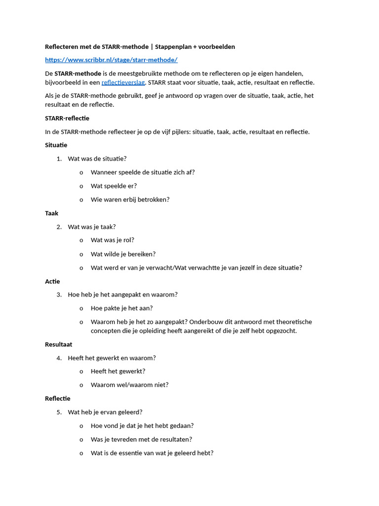 Reflecteren Met de STARR | PDF
