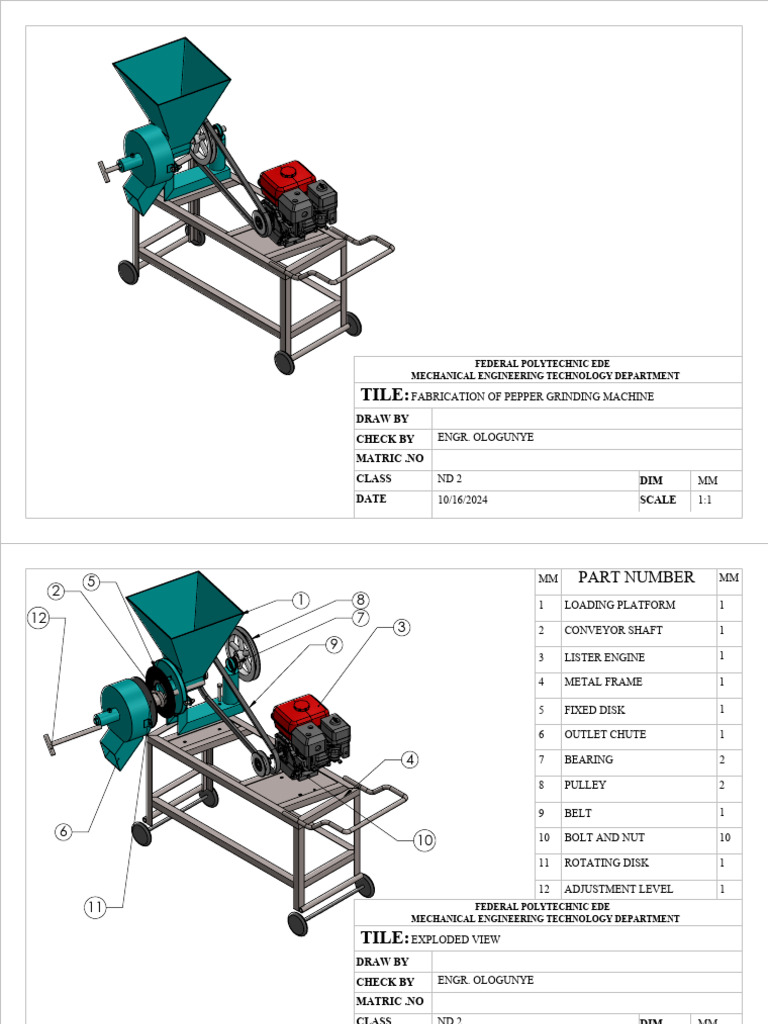 Pepper Grinding Machine Design Guide | PDF | Belt (Mechanical) | Machines