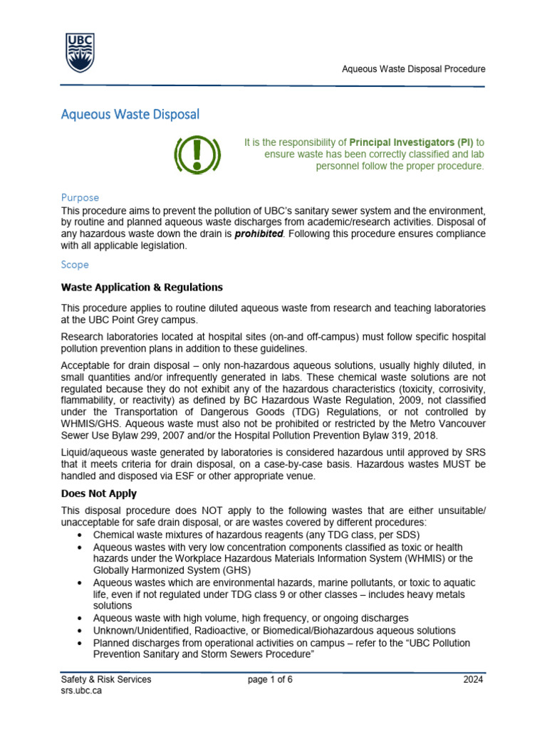 Aqueous Waste Disposal Guidelines | PDF | Water Pollution | Waste
