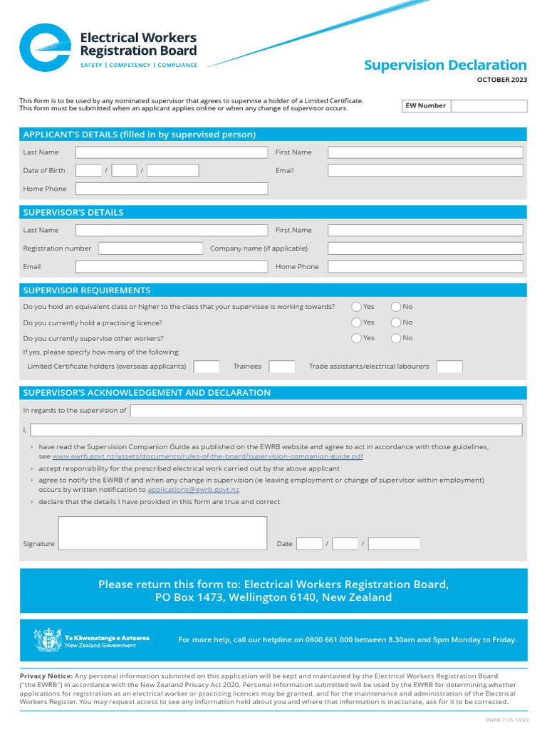 Supervisor Declaration for Limited Certificate | PDF