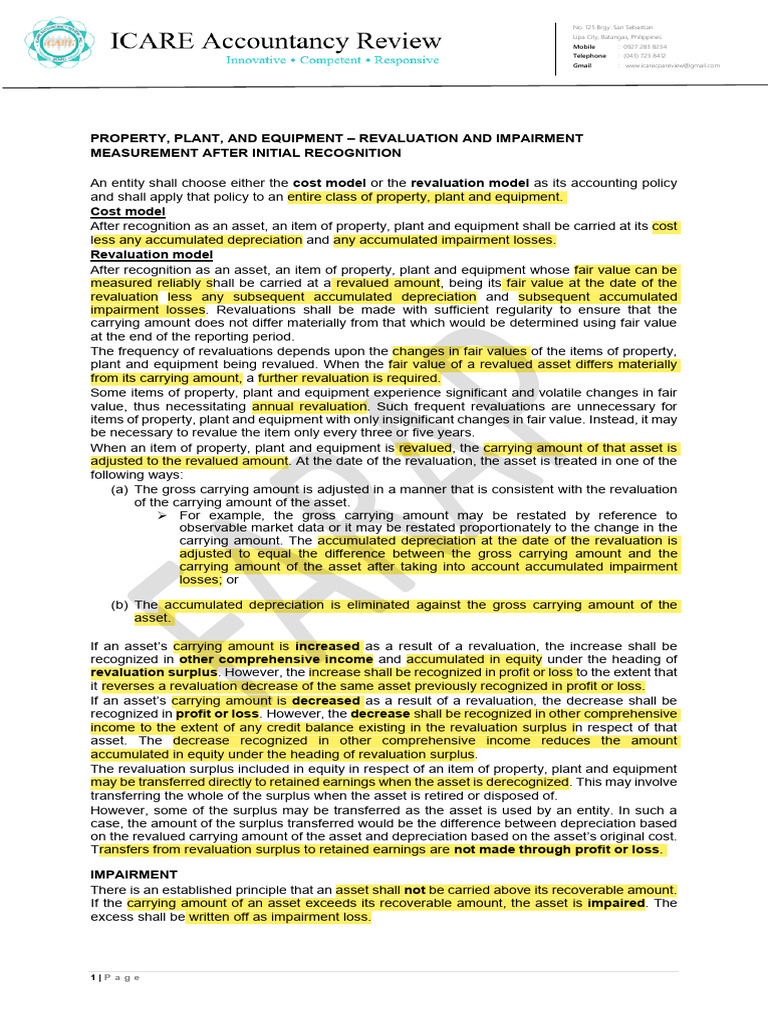 Farap Model: Revaluation & Impairment Guide | PDF | Depreciation | Fair ...