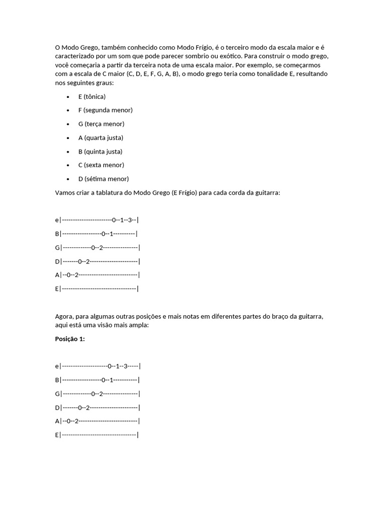 Introdução ao Modo Grego na Guitarra | PDF