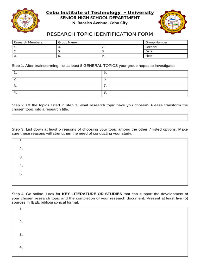 Research Topic Identification Guide | PDF