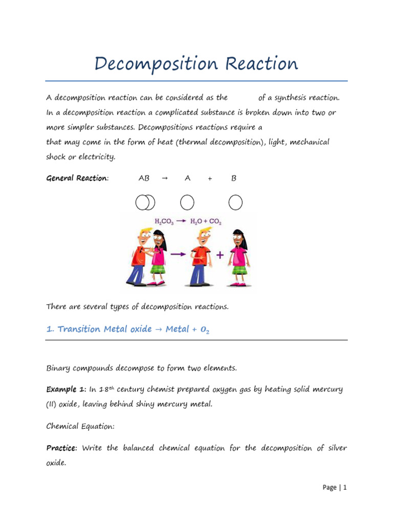 Understanding Decomposition Reactions | PDF | Oxide | Chemical Reactions