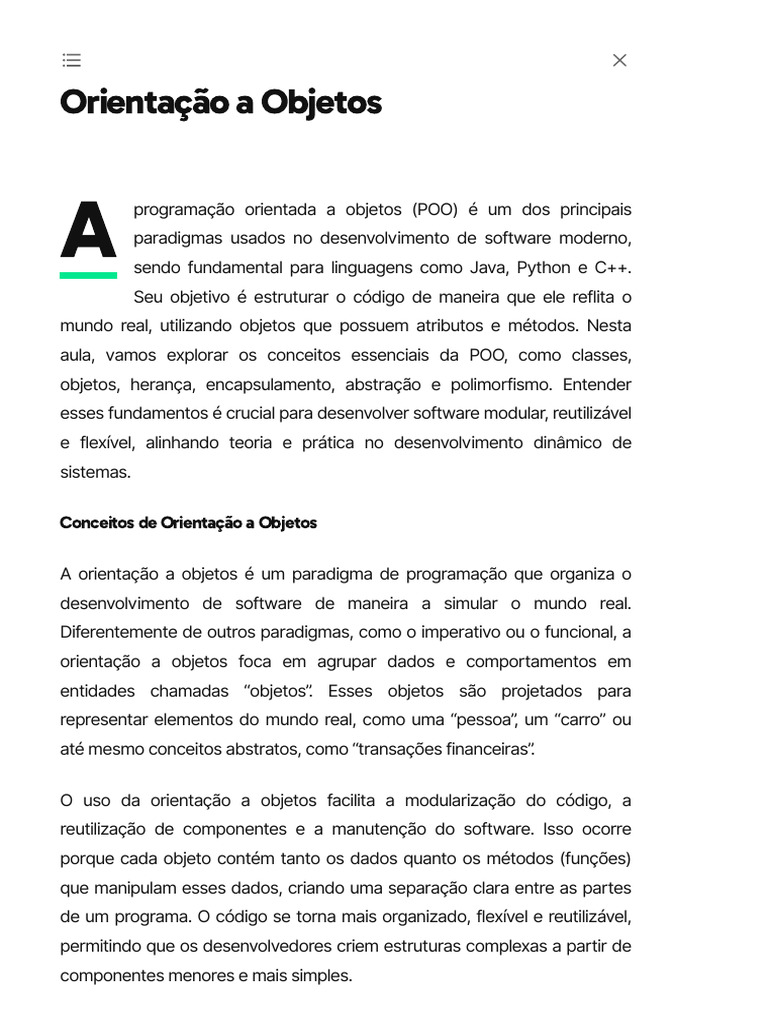 Fundamentos da Programação Orientada a Objetos | PDF | Classe ...