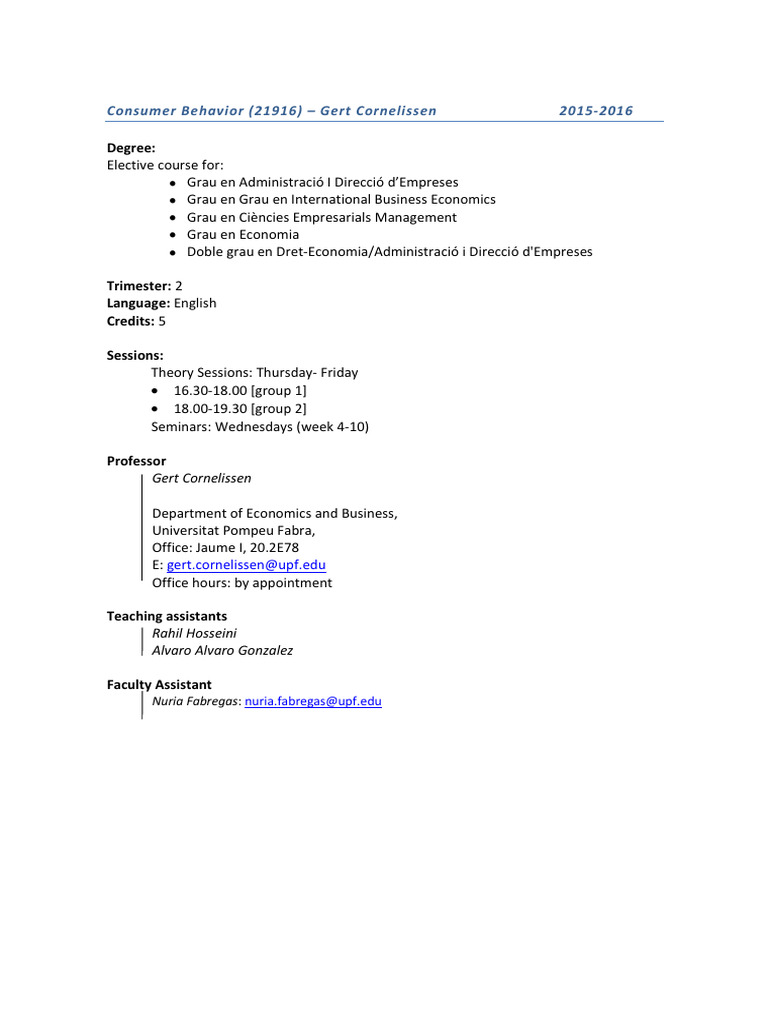 Consumer Behavior Course Overview | PDF | Behavior | Consumer Behaviour