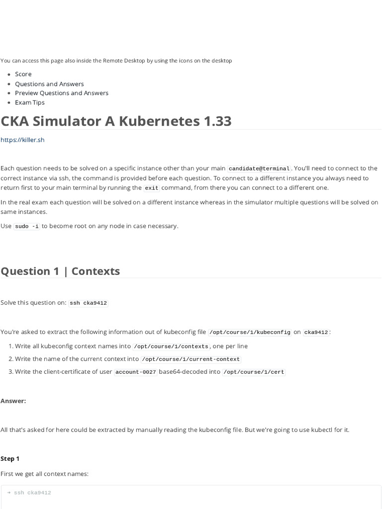 CKA Exam Simulator: User Certificate Extraction | PDF | Computing ...