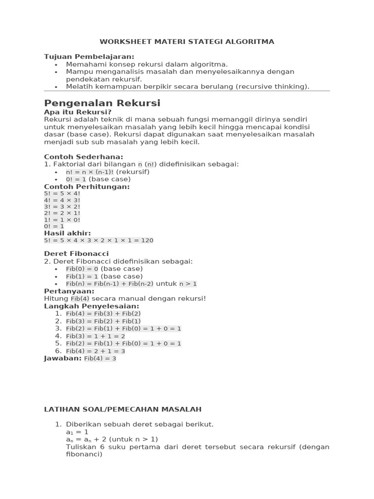 Strategi Algoritma: Rekursi dan Greedy | PDF