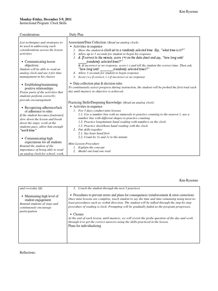 Clock Skills Instructional Program | PDF | Educational Assessment ...