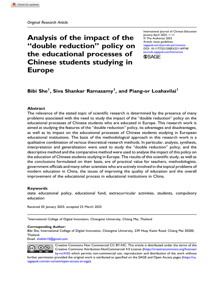 Impact of China's Double Reduction Policy on Education in Europe | PDF ...