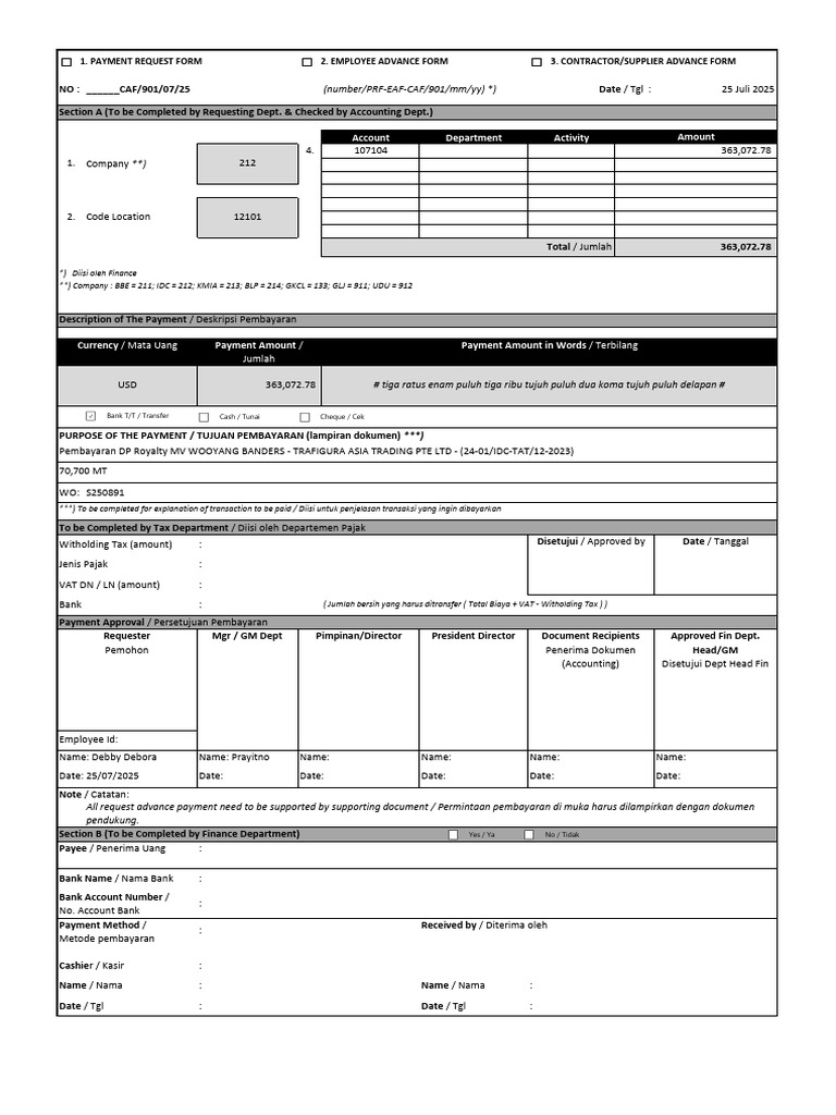 Payment Request and Advance Forms | PDF | Payments | Money