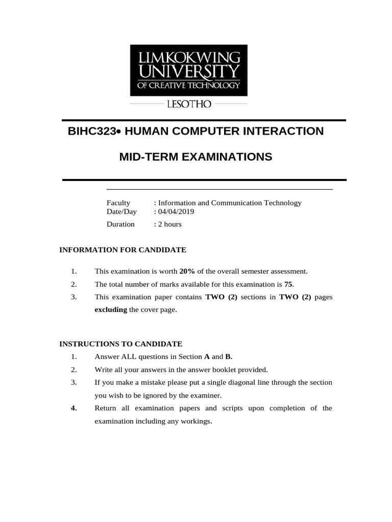 (Bihc323) Human Computer Interaction | PDF | Usability | Graphical User ...