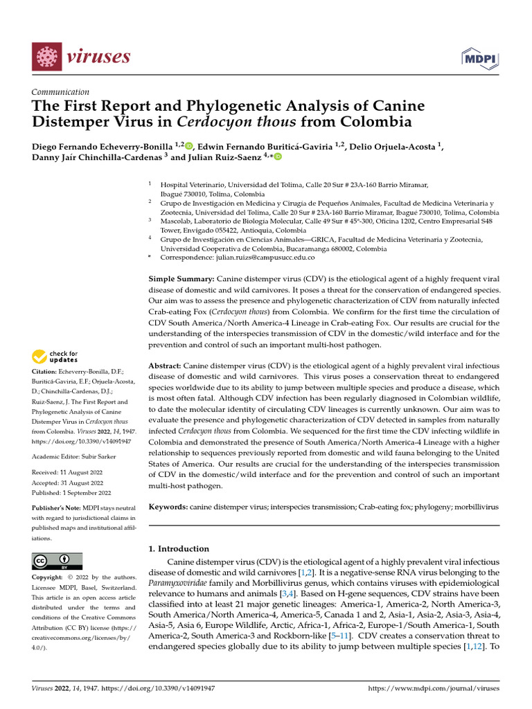 The First Report and Phylogenetic Analysis of Cani | PDF | Polymerase ...